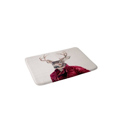 36"x24" Animal Crew Red Deer Memory Foam Bath Mat Red - Deny Designs