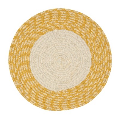 Yellow and Beige Hand Braided Cotton Round Placemats, Set of 4