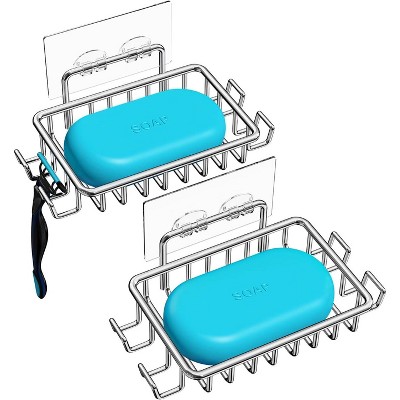2 Pack Bar Soap Holder for Shower Wall,Wall mounted soap holder ,Stainless Steel Adhesive Soap Dish for Bathroom