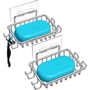 2 Pack Bar Soap Holder for Shower Wall,Wall mounted soap holder ,Stainless Steel Adhesive Soap Dish for Bathroom - 1 of 4