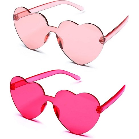 4e s Novelty Heart Shaped Sunglasses For Women 2 Pack Cute Pink Heart Sunglasses For Parties Festival Valentines Hot Pink Accessories For Women Target