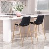 Faux Leather Counter Stool 35.6" H Black With Gold Electroplated Steel Frame and Armrests by Zuo Modern (Set of 2) - 3 of 4