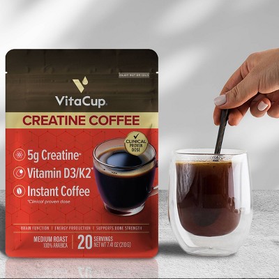 VitaCup Creatine Coffee Medium Roast Instant Coffee Pouch - 7.41oz