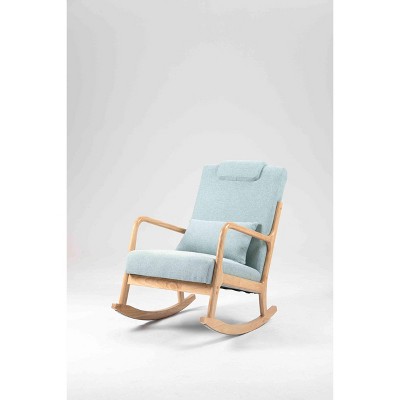 CAVINAS Linen Fabric Glider Rocking Chair with High Backrest and Lumbar Pillow,Upholstered Rocking Chairs,Nursery Accent Chair for Bedroom