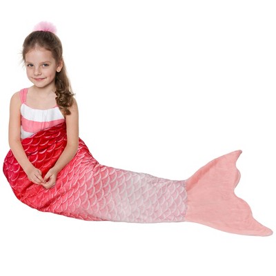 Catalonia Kids Mermaid Tail Blanket, Super Soft Plush Flannel Sleeping Snuggle Blanket for Girls, Children's Day Gifts for Daughter Little Girl
