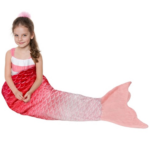 Catalonia Kids Mermaid Tail Blanket Super Soft Plush Flannel Sleeping Snuggle Blanket For Girls Rainbow Ombre Fish Scale Pattern Gift Idea Target