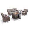 Belord Furniture Patio Set with 43" Propane Fire Pit Table, Patio Furniture Set with Sofa, 2 Swivel Patio Chairs, Accent End Table, and Fire Pit Table - 4 of 4