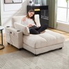 Oversized Corduroy Sleeper Sofa Chaise Lounge with USB Charging, Cup Holder, and Side Pocket - 2 of 4
