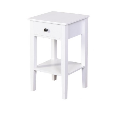 LIVAREEmlen White End Table, Floor-standing Storage Table with a Drawer