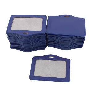 Unique Bargains Faux Leather Office Horizontal Business ID Badge Card Holder Blue 50Pcs - 1 of 4