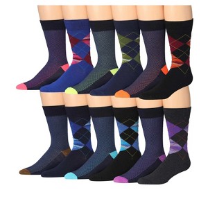 JAMES FIALLO Men's 12-Pairs Assorted Colors Funny Novelty Argyle Colorful Patterned Dress Socks for Men - 1 of 4