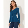 Allegra K Women's Slim Fit V-Neck Long Sleeve Ribbed Pullover Knitted Peplum Sweater - 2 of 4