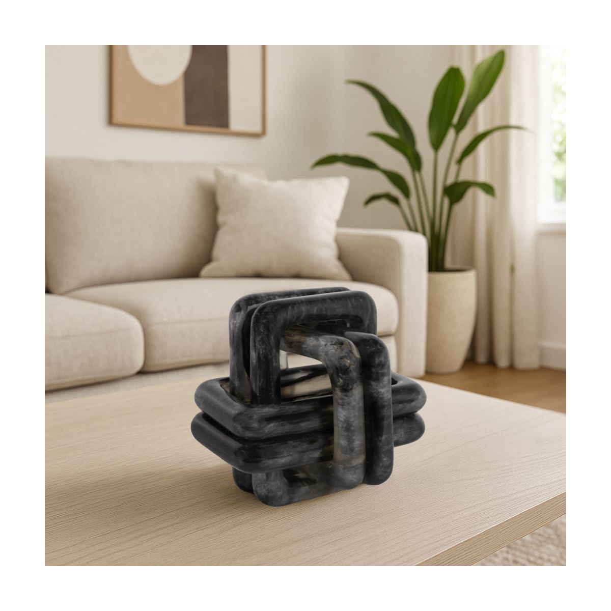 Marble Knot Sculpture for Shelf Accents, Room Styling, Office Design - Modern Statues Living Room Decor or Coffee Table Display, Home Décor - thumbnail 4