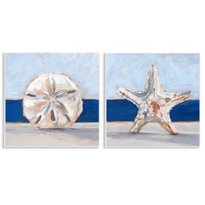Stupell Industries Sea Life Starfish Seashell Painting 2pc Wall Plaque Art Set, 12" x 12" - 1 of 4