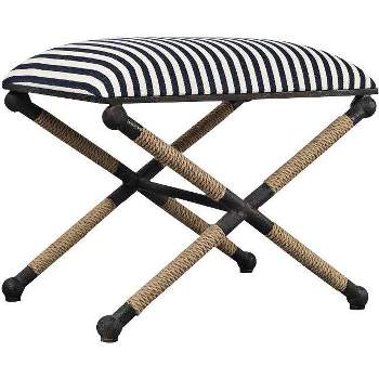Uttermost Ruddock 23 3/4" Wide Navy Blue and White Striped Ottoman