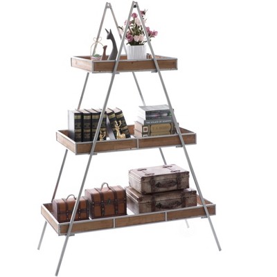 Vintiquewise Large Ladder Triangular 3 Tier Metal Display Shelving Server Rack