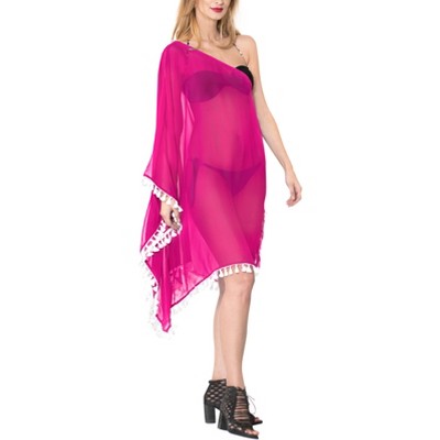 LA LEELA Women's Summer Holiday Swimwear Short Swim Suit Loose Beach Wear Dress Coverups Bathing Suit Cover-up