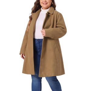 Agnes Orinda Women's Plus Size Notched Lapel Single Breasted Back Split Winter Long Pea Coats - 1 of 4