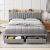 Upholstered Full Bed Frame with Storage Headboard and Charging Station, Platform Bed Frame with Drawers, Heavy Duty, No Box Spring Needed, Beige - 4 of 4