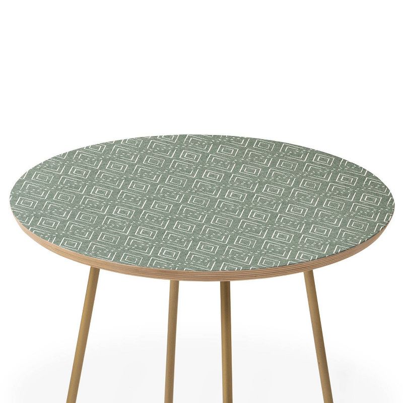 Round Little Arrow Design Co Farmhouse Diamonds Sage Side Table Green/Gold - Deny Designs, 3 of 6