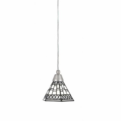 Toltec Lighting Any 1 - Light Pendant in  Brushed Nickel with 7" Pewter Art Glass Shade