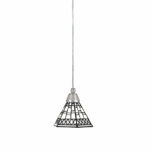 Toltec Lighting Any 1 - Light Pendant in  Brushed Nickel with 7" Pewter Art Glass Shade - 1 of 1
