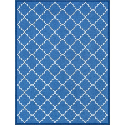 Dallas Moroccan Trellis Modern Geometric Lattice Thin Pile Machine Washable Indoor Outdoor Area Rug