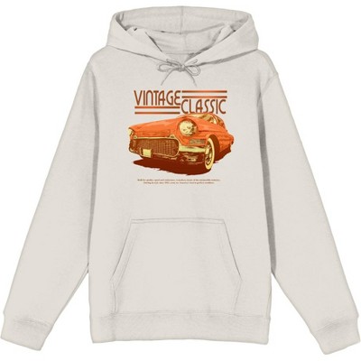 Car Fanatic Orange Vintage Car Long Sleeve Adult Hooded Sweatshirt