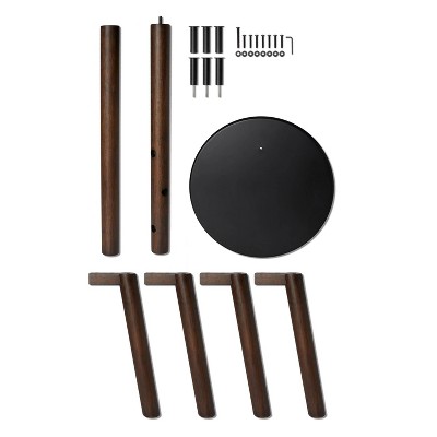 Black and Walnut Multifunctional Coat Rack with Integrated Stool