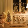 3/4.5FT Snow Flocked Prelit Christmas Tree with Warm White LEDs & Mini Pine Tree, for Home Office Yard Indoor Outdoor Holiday Decor - 3 of 4
