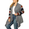 Agnes Orinda Women's Plus Size Christmas Asymmetric Colorblock Open Front Knit Cardigans - 2 of 4