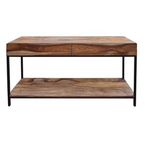 Springdale Ii Rustic 2 Drawer Console Table Natural Finish - Treasure Trove Accents: Industrial Style, Iron Frame, 50" Width - 1 of 4