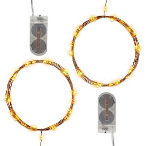 LumaBase Battery-Operated LED Fairy String Lights, Copper - Set of 2 - 1 of 4