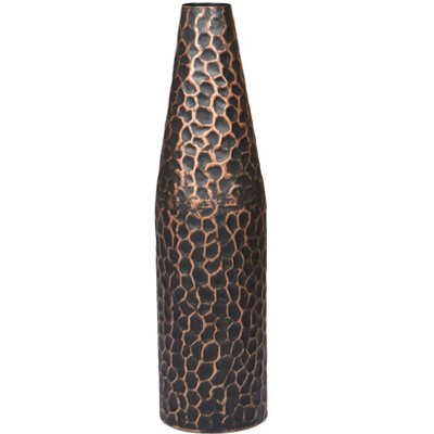 Black Hammered Metal Decorative Table Vase, 18-inch