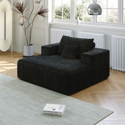 NicBex Couches for Living Room 55" Chenille Sponge Sofa Lounge Chair Fluffy Modern Sleeper Chair with 2 Throw Pillows, No Assembly Required, Grey