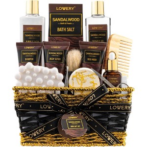 Lovery Mens Gift Set - 14 Pc Sandalwood Bath Gift Set - Personal Self Care Kit - 1 of 4