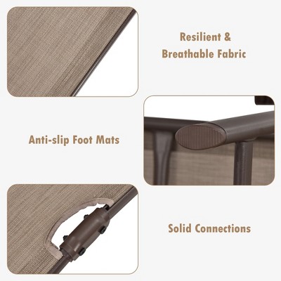 Brown Adjustable Steel Frame Outdoor Chaise Lounge Chair