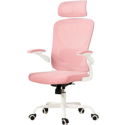 Infurnic Task and Office Chairs, Office Desk Chair with Adjustable Lumbar Support, Comfy Desk Chair for Home and Office, Pink, 27.2"*25.6"*40"