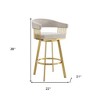 HomeRoots 30" Taupe and Gold Fabric and Stainless Steel Low Back Bar Height Swivel Bar Chair - 3 of 4