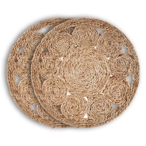 HomeRoots 15" Set of Two Natural Braided Jute Round Placemats - 1 of 4