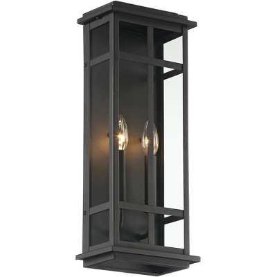 Metrix 20" Black Rectangular Outdoor Wall Light with Clear Glass