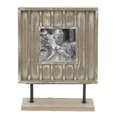 VIP Wood 13.75 in. Gray 5x5 Photo Frame with Base