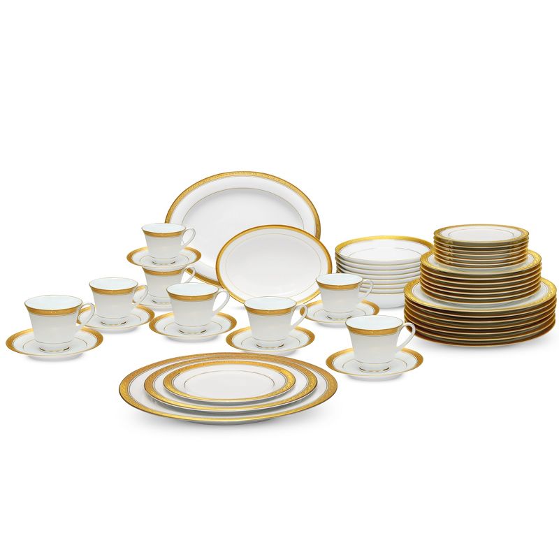 Noritake Crestwood Gold 50-Piece Dinner Set, Service for 8 plus Serving Pieces, 1 of 9