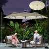 Double-sided Patio Umbrella, 9.7' Outdoor Umbrella with Tilt and Crank, LED Solar Light and 12 Ribs - 3 of 4