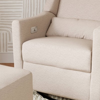 Sustainably Sourced White Linen Swivel Recliner Armchair