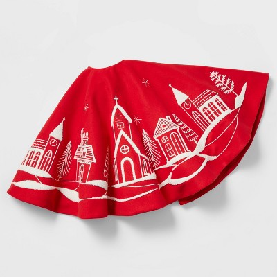 48" Village Scene Christmas Tree Skirt Red - Wondershop™