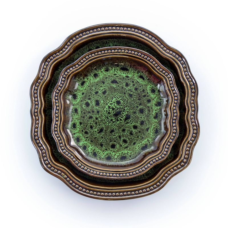 16pc Stoneware Jade Waves Dinnerware Set Green - Elama, 3 of 7