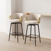 TiramisuBest Set of 2 30" Modern Swivel Velvet Dining Chairs, Comfortable High Bar Stools with 360° Rotation for Bars & Restaurants (Beige Grey) - 3 of 4