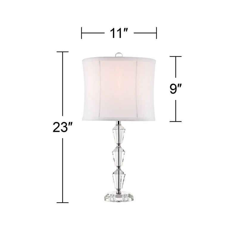 Vienna Full Spectrum Goddin Accent Table Lamp 23" High Faceted Crystal Column Geneva White Drum Shade for Bedroom Living Room Bedside Nightstand Kids, 4 of 9