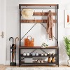 Hallway Coat Rack, Hall Tree with Bench & Shoe Storage & 8 Hooks, Freestanding Hall Tree Storage Bench - 3 of 4
